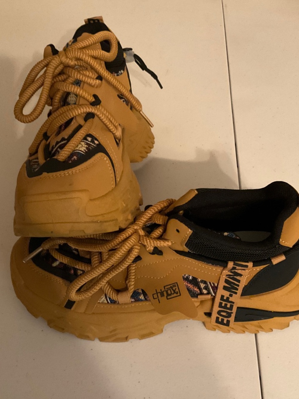 Women’s Chunky Lace-Up Sneakers in Mustard Yellow